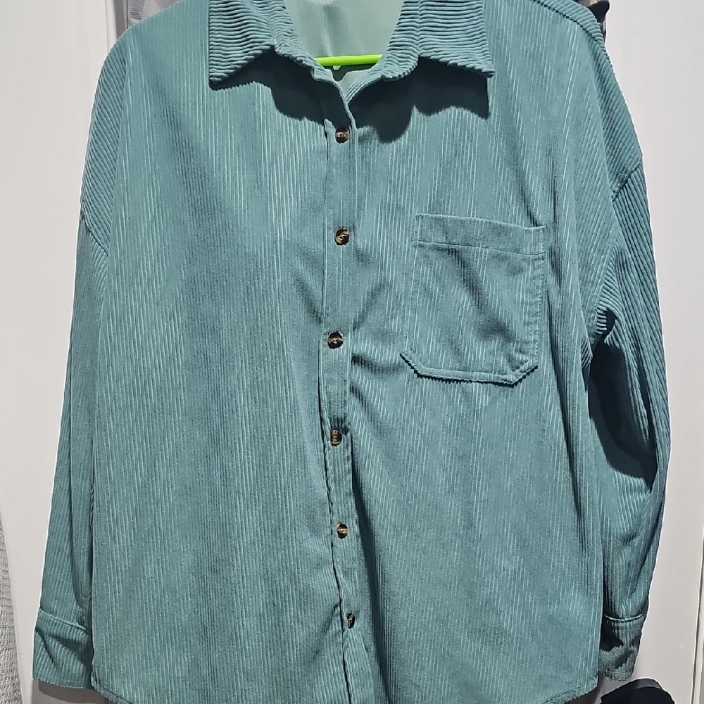 Teal‎ Corduroy Button-Up Shirt